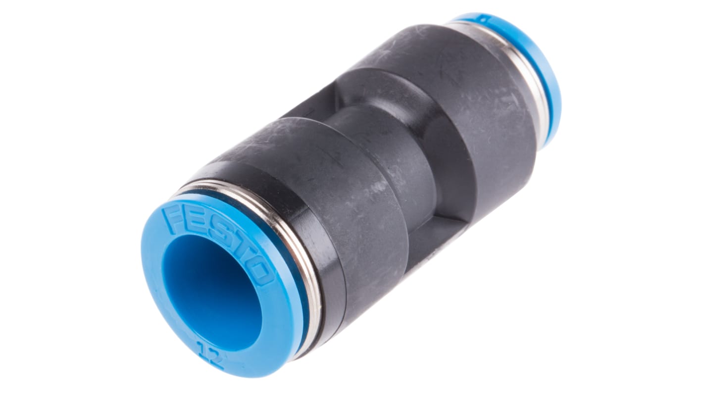 Festo QS 153040 12-mm-Steckanschluss x 10-mm-Steckanschluss Reduziernippel, Rohr-zu-Rohr, PBT, 14 bar