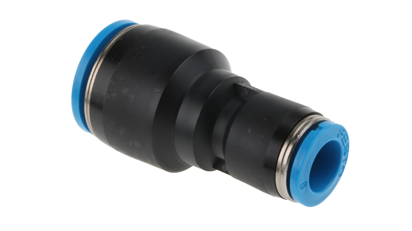 Festo QS 130608 12-mm-Steckanschluss x 8-mm-Steckanschluss Reduziernippel, Rohr-zu-Rohr, PBT, 14 bar
