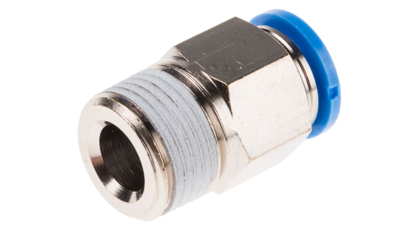 Festo QS Series Straight Threaded Adaptor, R 3/8 Male to Push In 10 mm, Threaded-to-Tube Connection Style, 153008