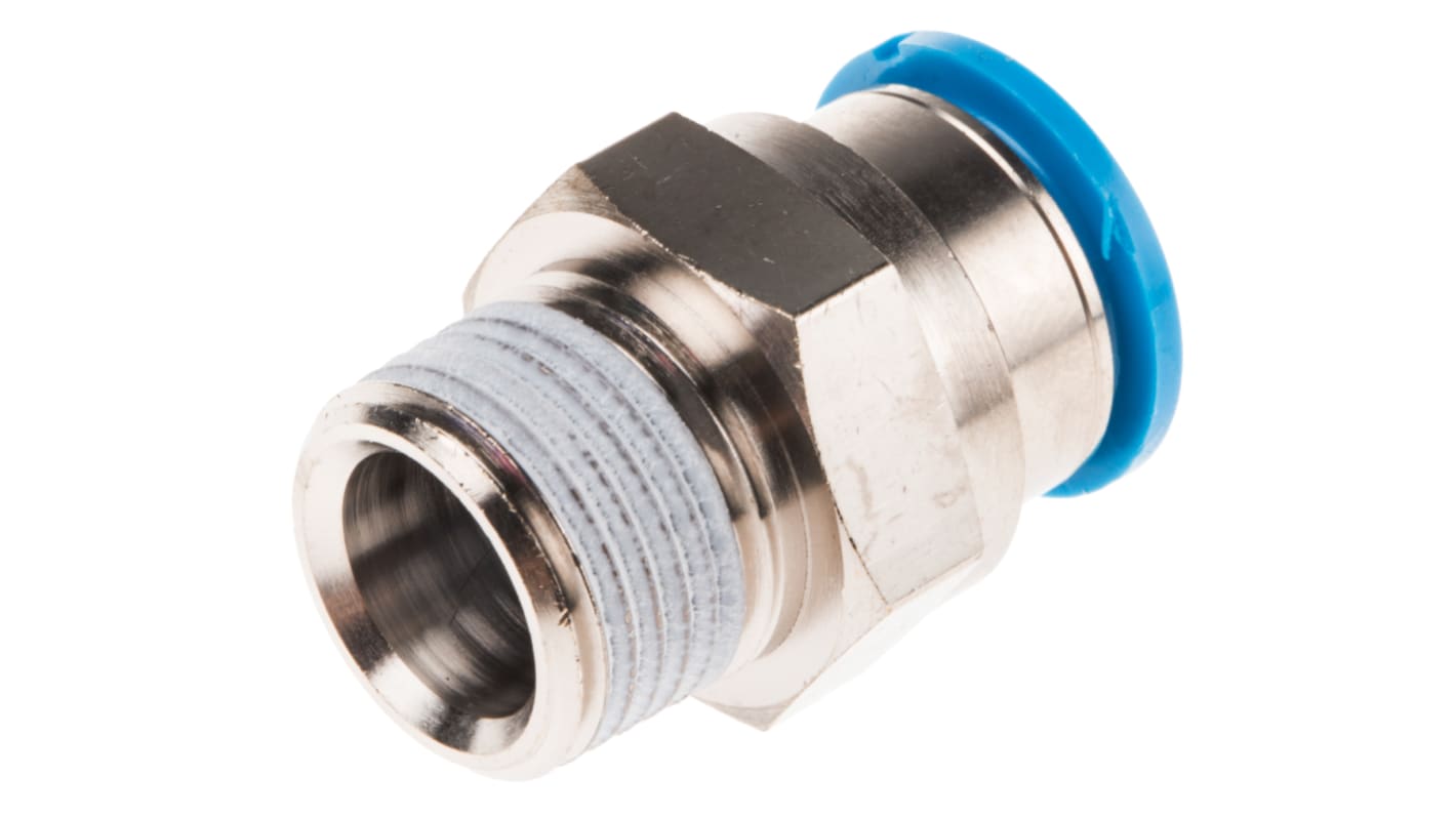 Festo QS Series Straight Threaded Adaptor, R 3/8 Male to Push In 12 mm, Threaded-to-Tube Connection Style, 153009