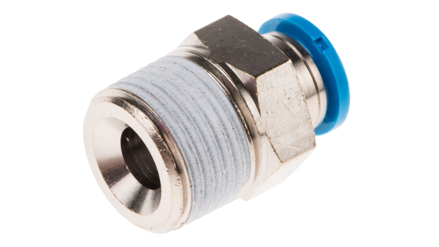 Festo QS Series Straight Threaded Adaptor, R 3/8 Male to Push In 8 mm, Threaded-to-Tube Connection Style, 153006