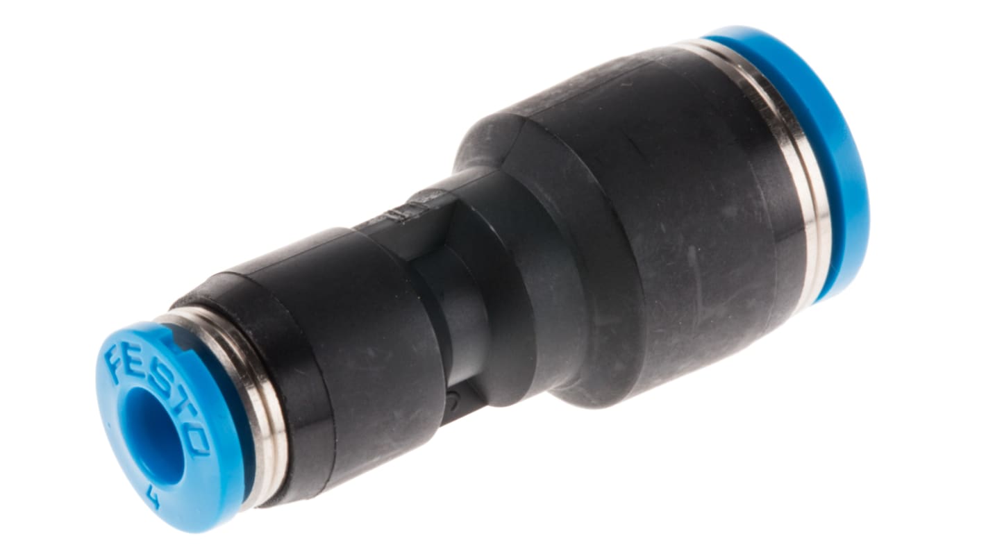 Festo QS 130606 8-mm-Steckanschluss x 4-mm-Steckanschluss Reduziernippel, Rohr-zu-Rohr, PBT, 14 bar
