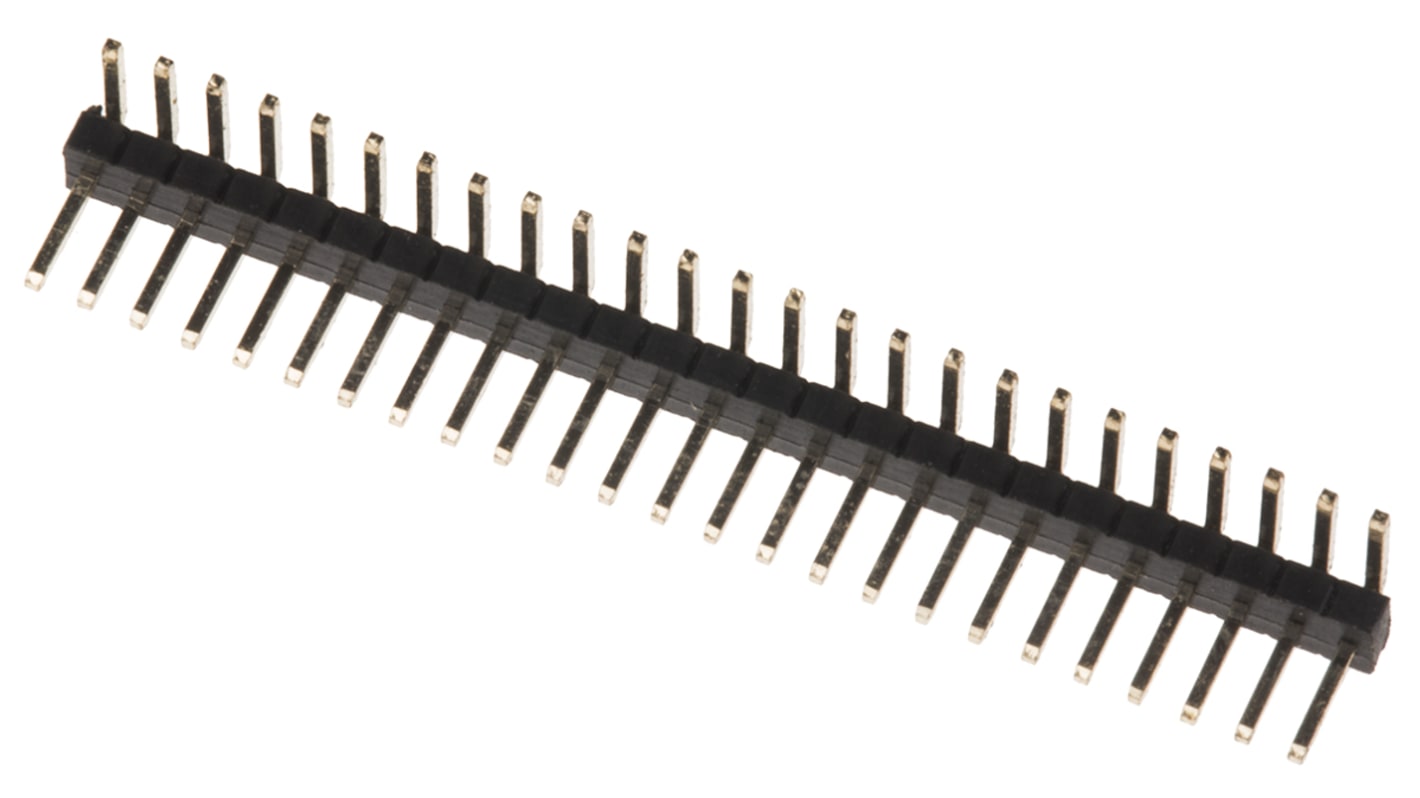 RS PRO Right Angle Through Hole Pin Header, 25 Contact(s), 1.27mm Pitch, 1 Row(s), Unshrouded