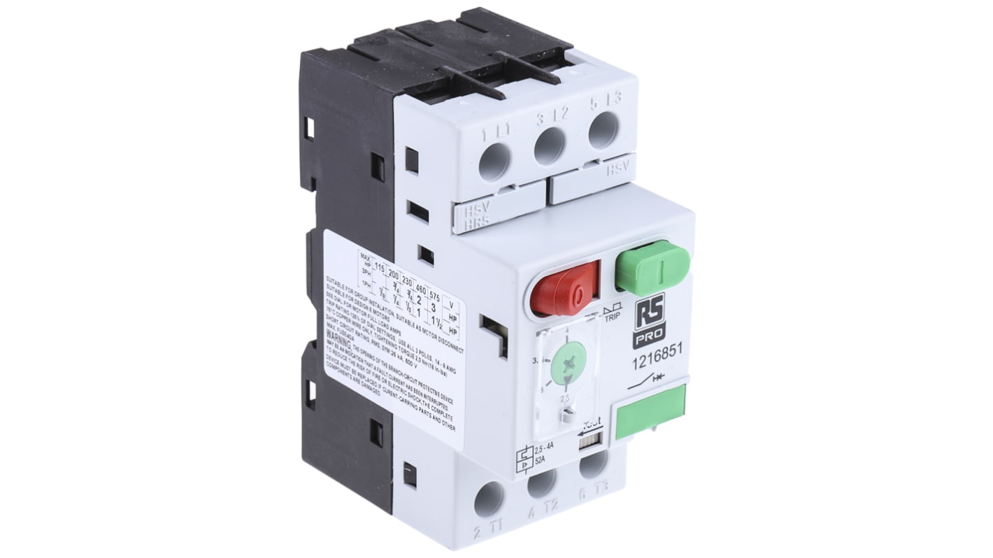 RS PRO 2.5 → 4 A Motor Protection Circuit Breaker