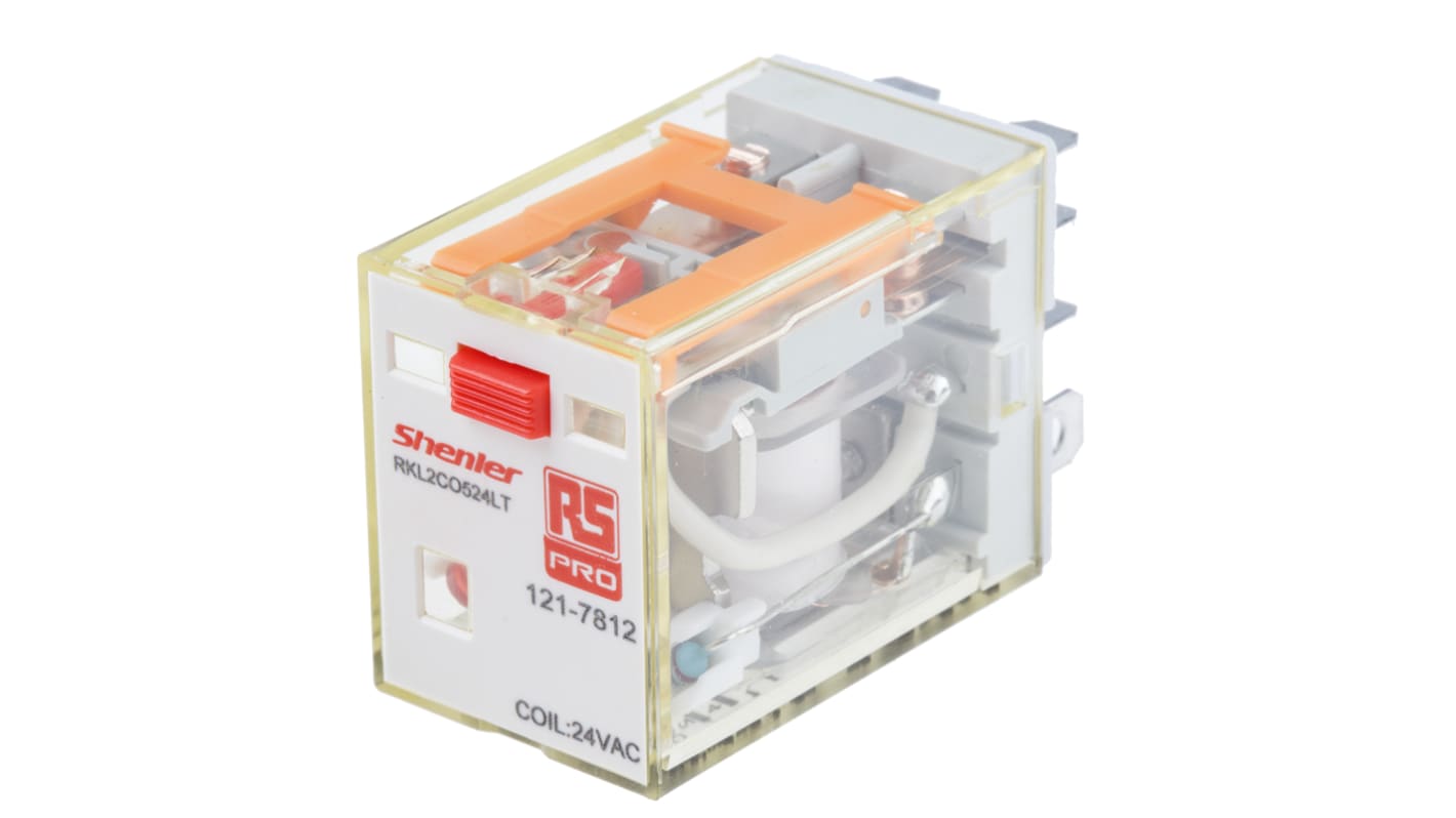 RS PRO Plug In Power Relay, 24V ac Coil, 10A Switching Current, DPDT