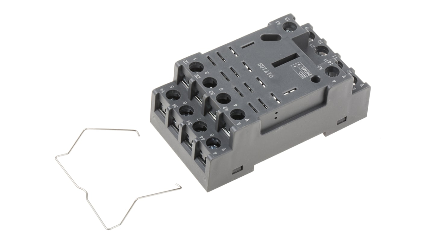 RS PRO 14 Pin 300V DIN Rail Relay Socket, for use with RS PRO RKL Relays 4PDT