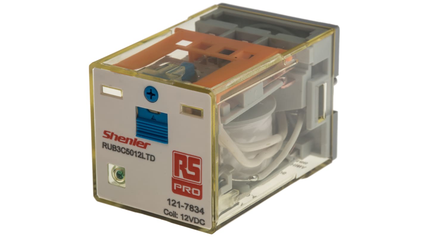 RS PRO Plug In Power Relay, 12V dc Coil, 10A Switching Current, 3PDT