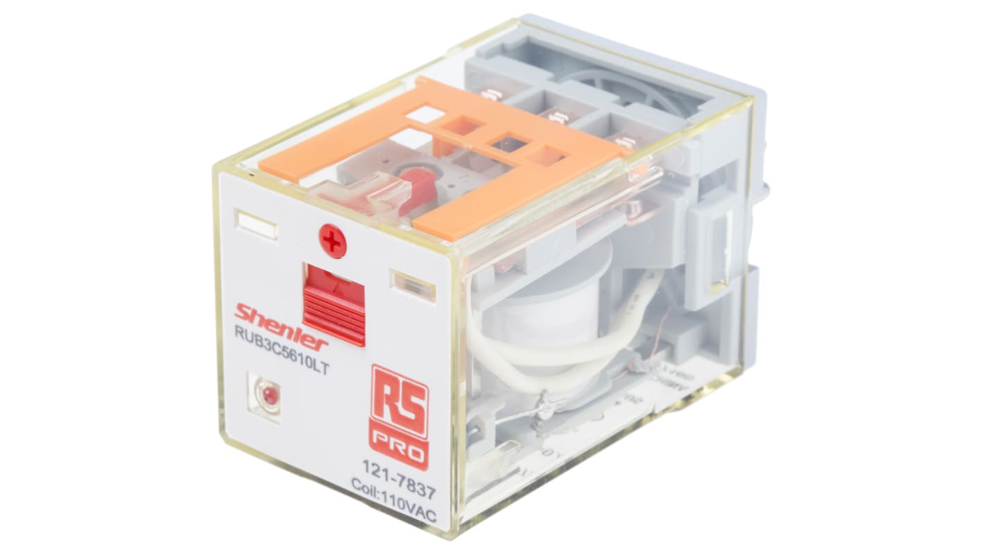 RS PRO Plug In Power Relay, 110V ac Coil, 10A Switching Current, 3PDT