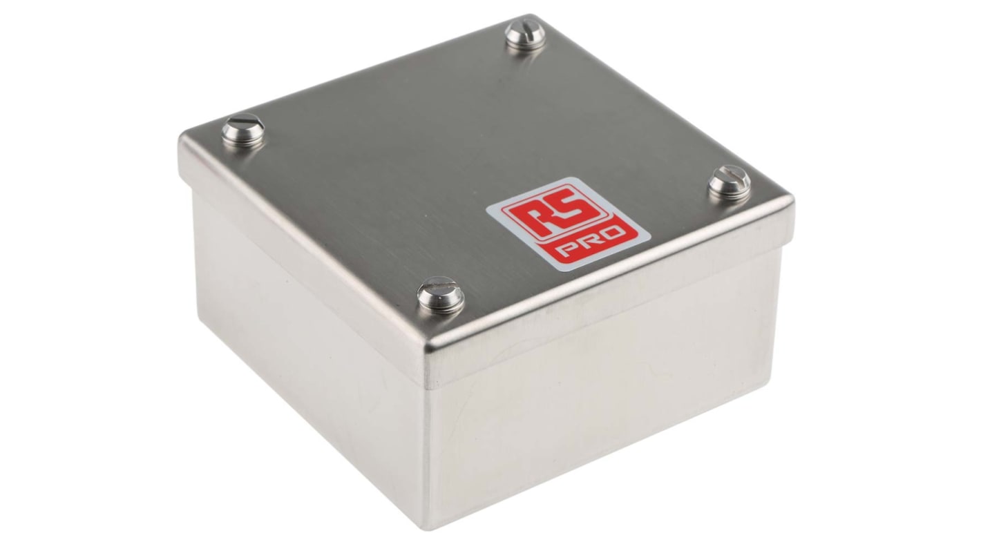 RS PRO 304 Stainless Steel Satin Square Adaptable Enclosure Box, 100mm x 100mm x 50mm