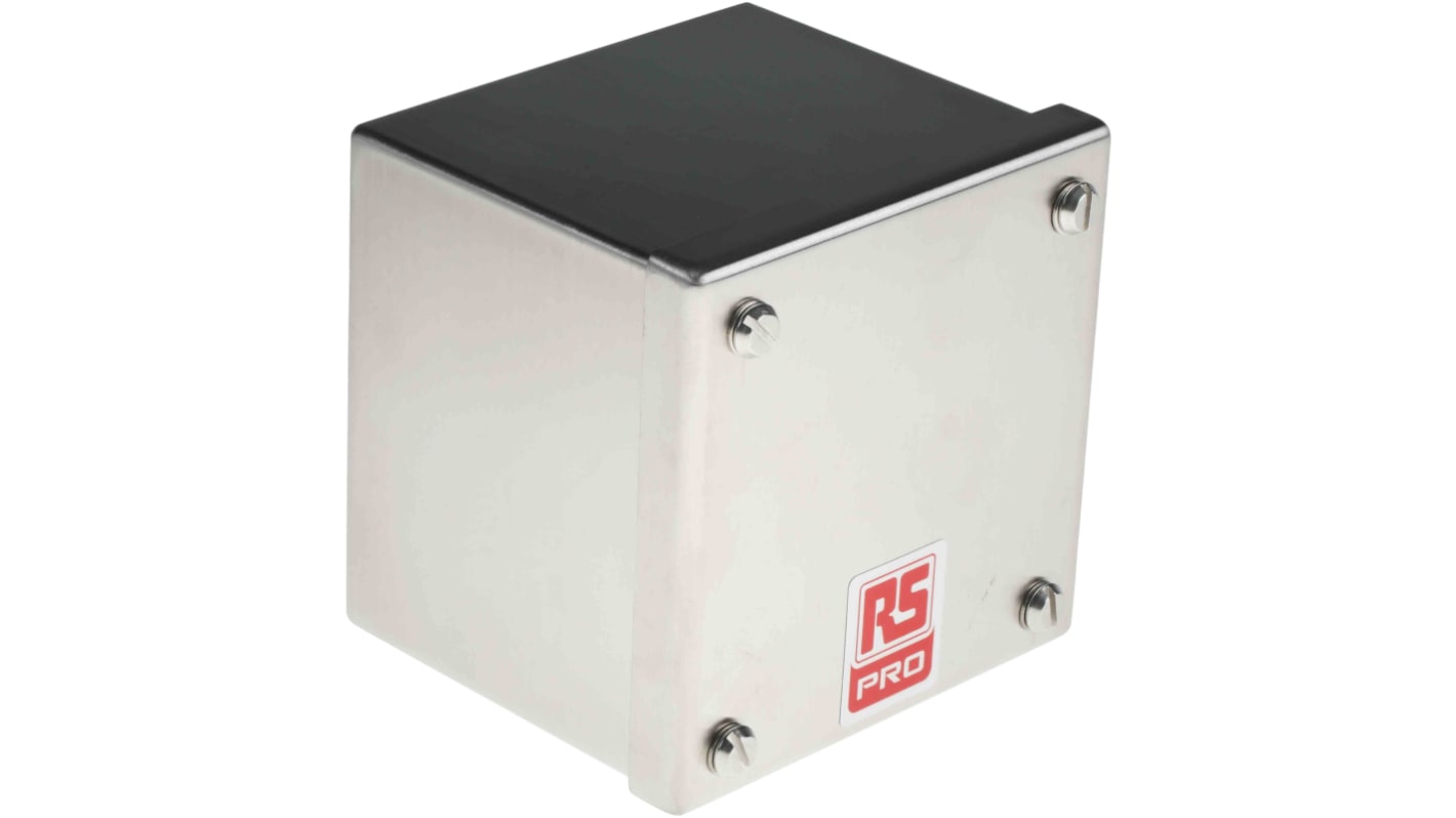 RS PRO 304 Stainless Steel Satin Square Adaptable Enclosure Box, 100mm x 100mm x 85mm