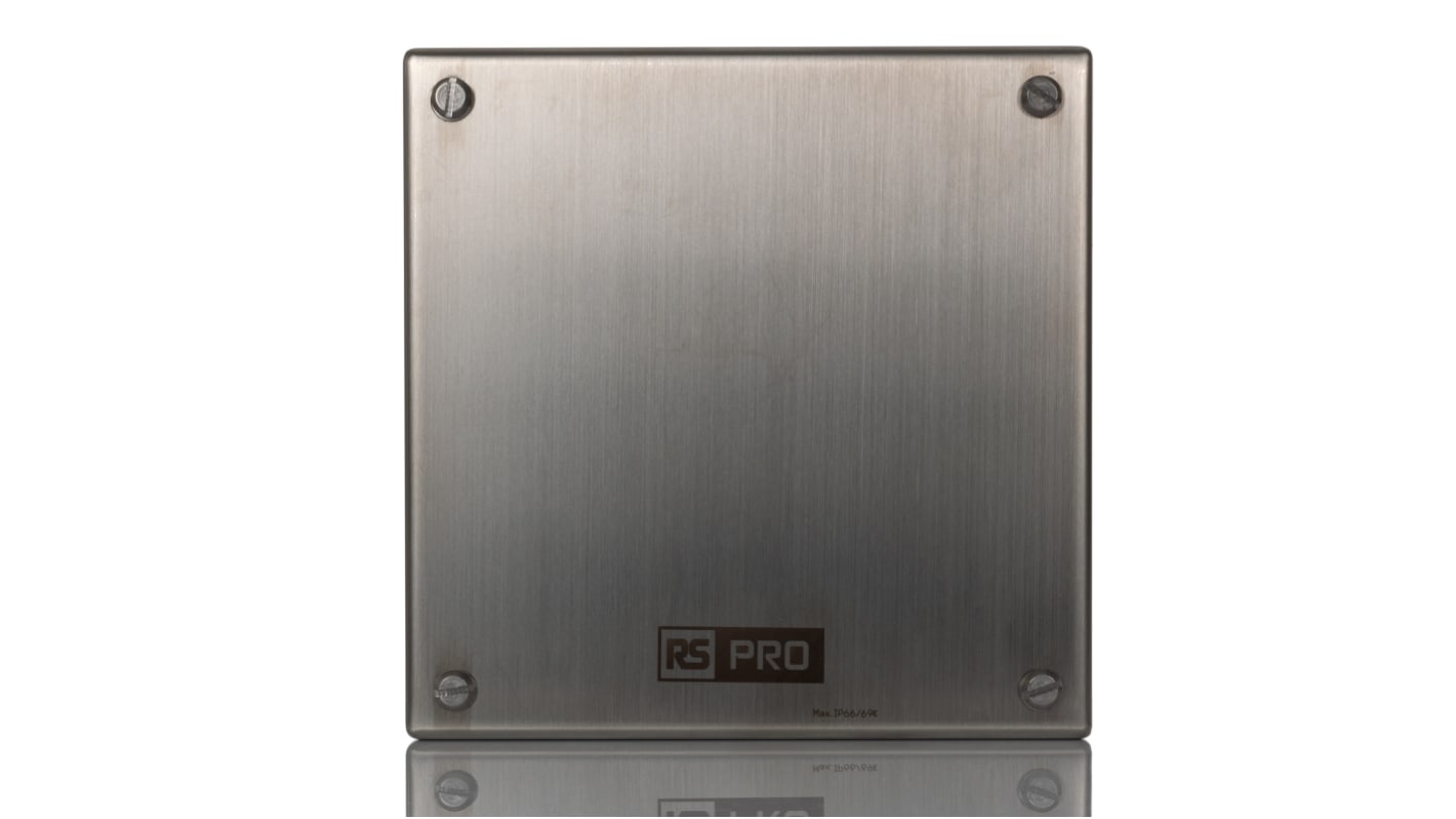 RS PRO 304 Stainless Steel Satin Adaptable Enclosure Box, 160mm x 160mm x 85mm