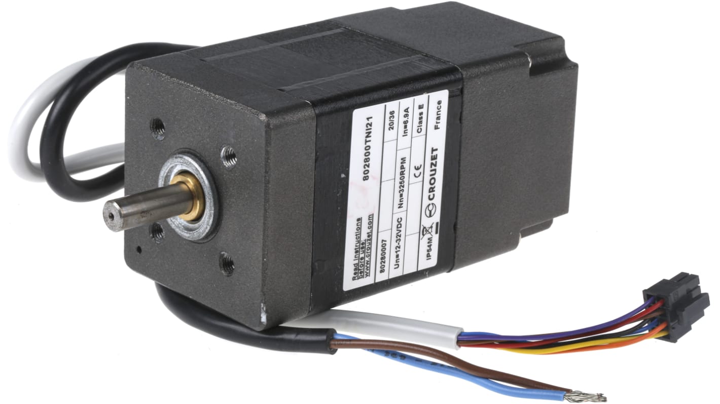 Crouzet Brushless DC Motor, 199 W @ 24 V, 251 W @ 32 V, 84 W @ 12 V, 10 → 36 V dc, 1000 mNm, 1900 rpm @ 24 V, 2400 rpm