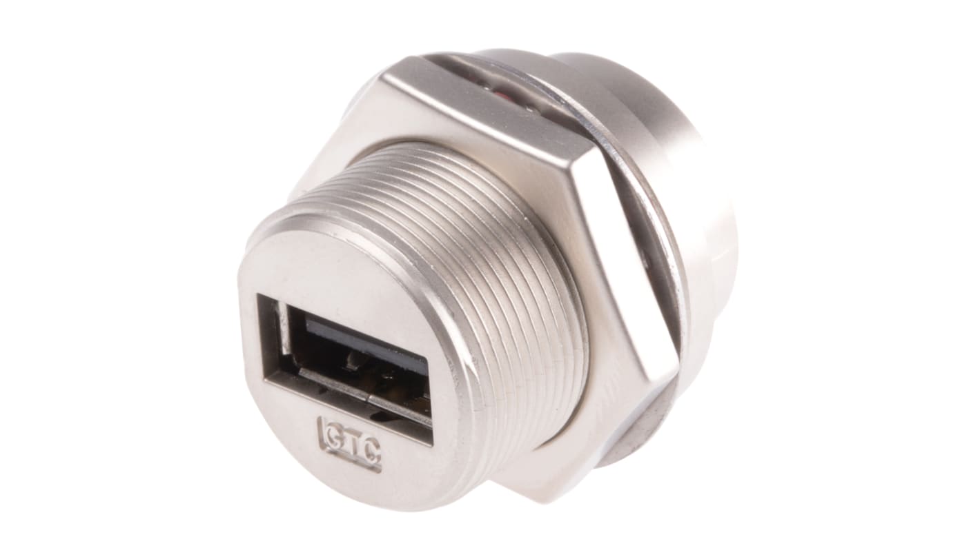 RS PRO Straight, Panel Mount, Socket- Single Port Type A 2.0 USB Connector
