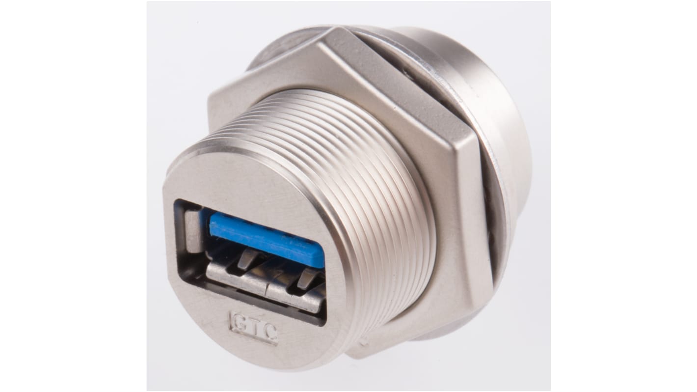 RS PRO Straight, Panel Mount, Socket- Single Port Type A 3.0 USB Connector