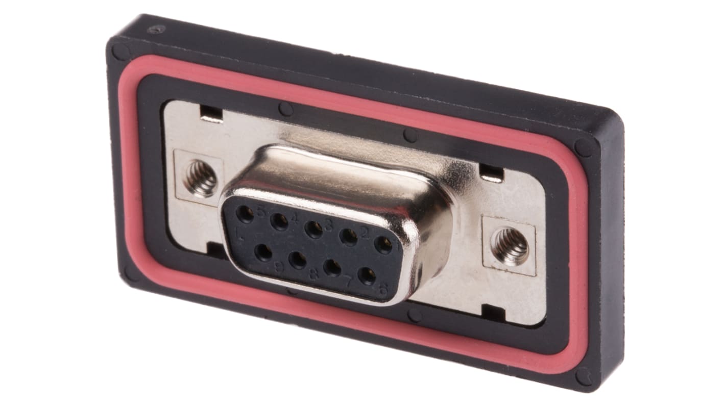 Conector D-sub RS PRO, Recto D-Sub impermeable, Montaje en Panel Mount, Hembra, Terminación Soldador E, 1,0 kV, 5A