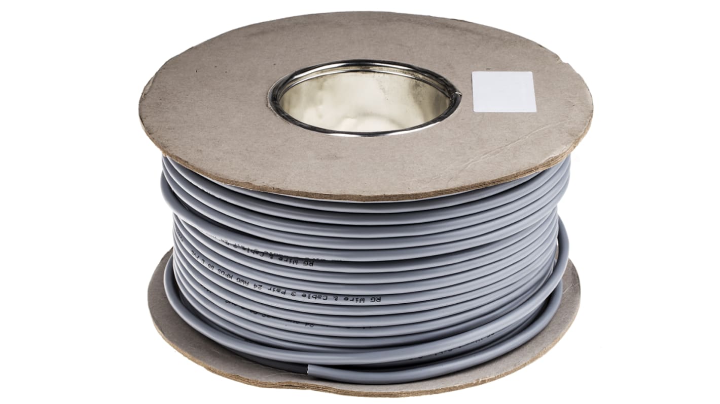 RS PRO Multicore Multipair Industrial Cable, 3 Pairs, 0.25 mm², 24 AWG, Screened, 100m, Grey Sheath