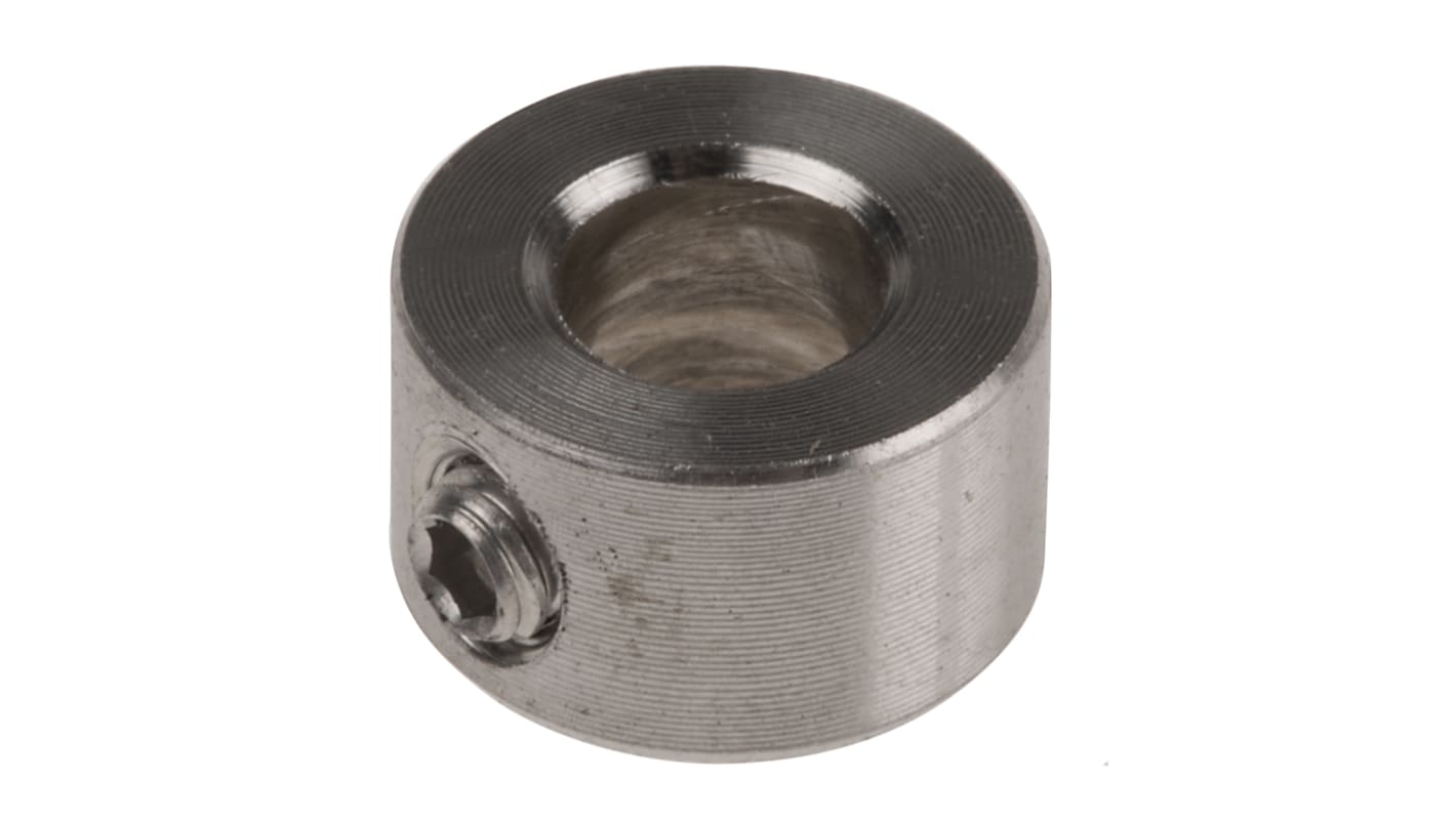 RS PRO Shaft Collar, One Piece, Set Screw, Bore 5mm, OD 10mm, W 6mm, Stainless Steel