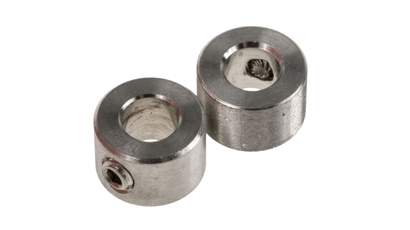 RS PRO Shaft Collar, One Piece, Set Screw, Bore 6mm, OD 12mm, W 8mm, Stainless Steel
