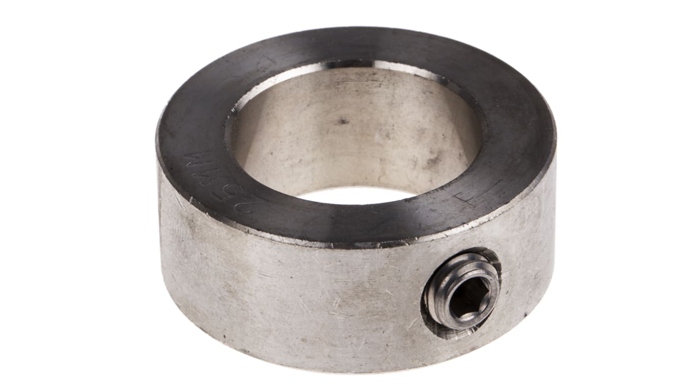 RS PRO Shaft Collar, One Piece, Set Screw, Bore 25mm, OD 40mm, W 16mm, Stainless Steel