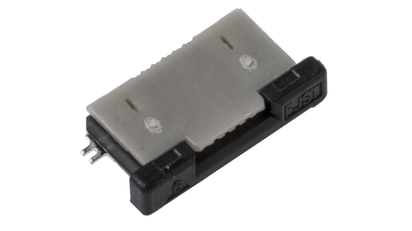 JST FPC连接器, 母座, 6p, 0.5mm间距, 单排, SMT安装, 直角, 500mA, 50 V 交流/直流, FLZ系列