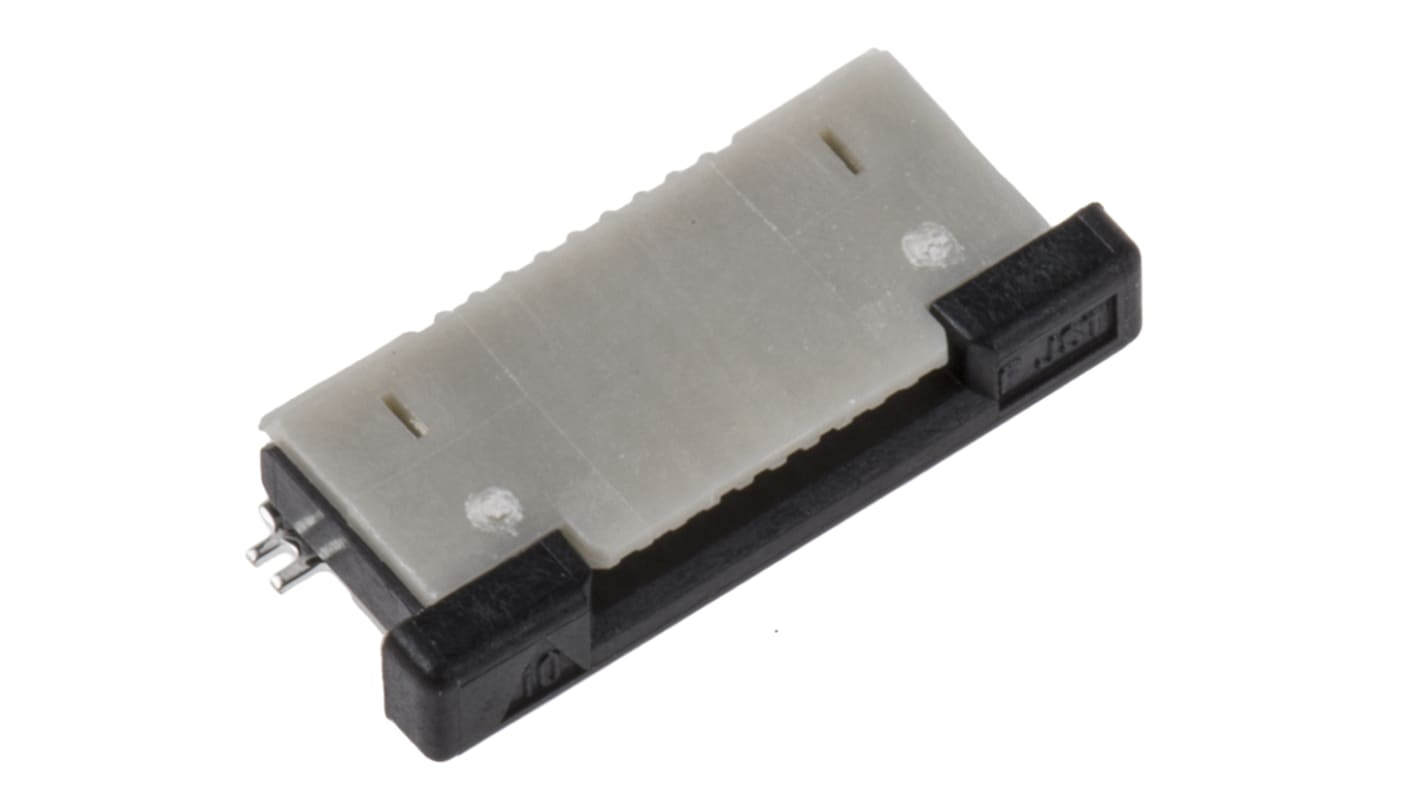 JST FPC连接器, 母座, 10p, 0.5mm间距, 单排, SMT安装, 直向, 500mA, 50 V 交流/直流, FLZT系列