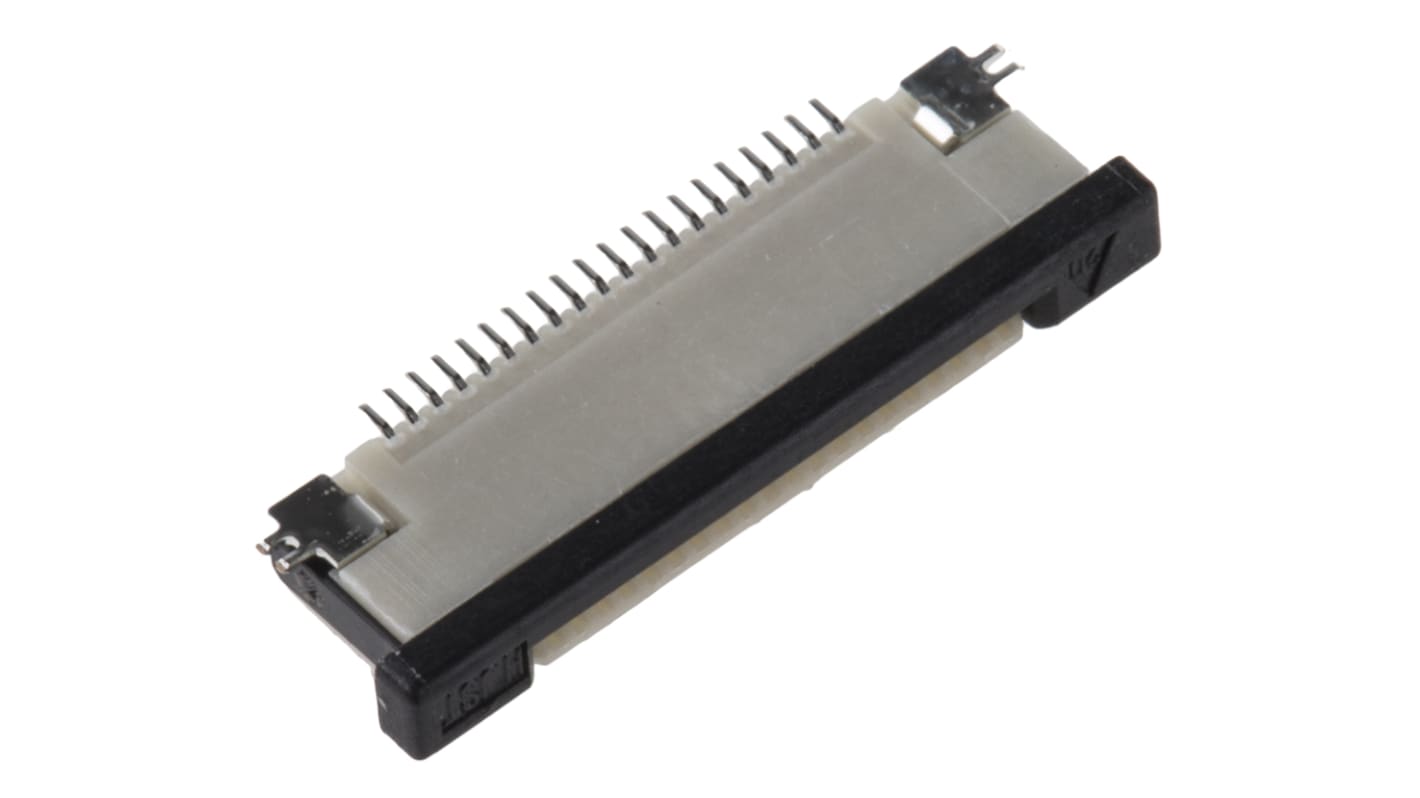 JST FPC连接器, 母座, 20p, 0.5mm间距, 单排, SMT安装, 直向, 500mA, 50 V 交流/直流, FLZT系列