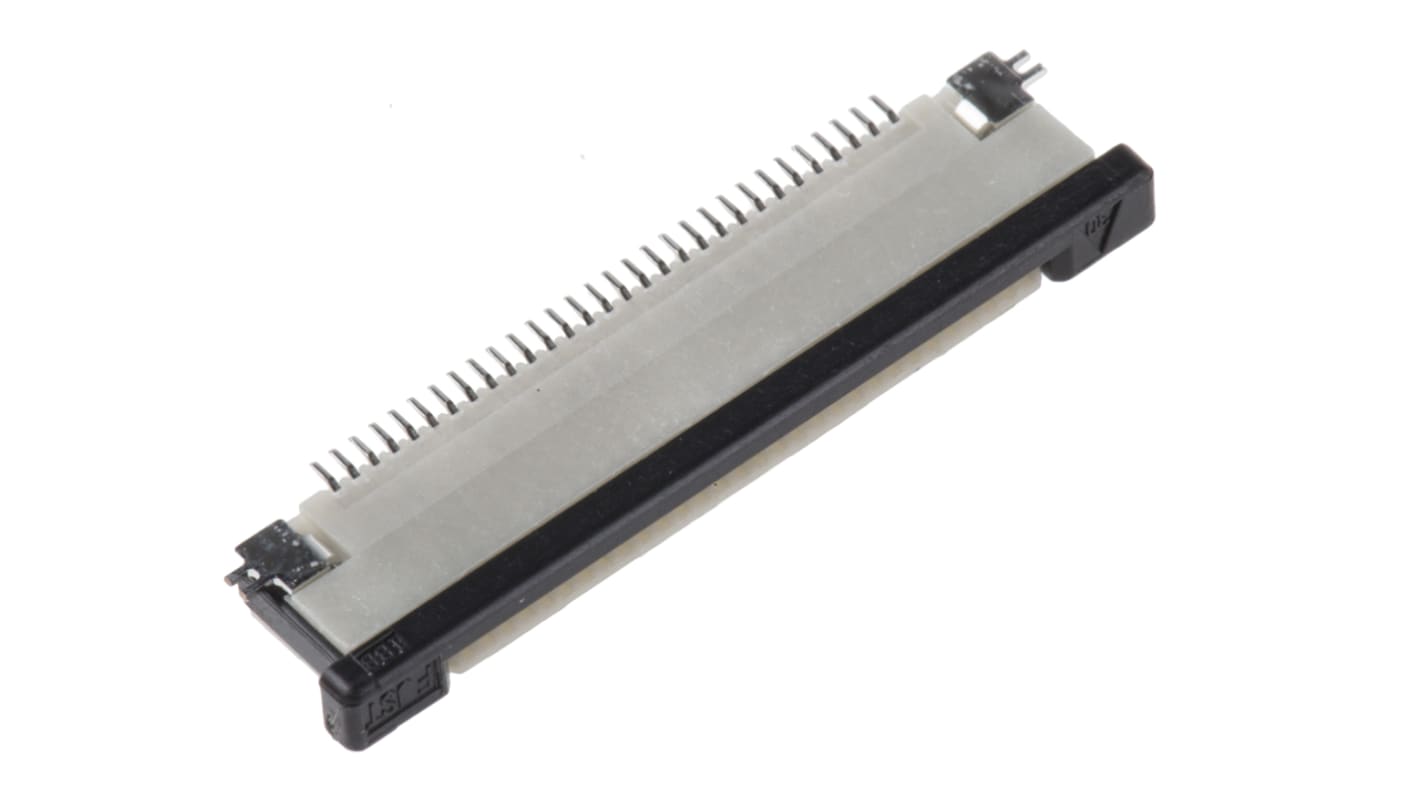 JST FPC连接器, 母座, 30p, 0.5mm间距, 单排, SMT安装, 直角, 500mA, 50 V 交流/直流, FLZ系列