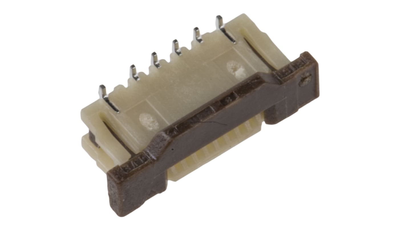 JST FPC连接器, 母座, 10p, 0.5mm间距, 单排, SMT安装, 直向, 500mA, 50 V 交流/直流, FLZ系列