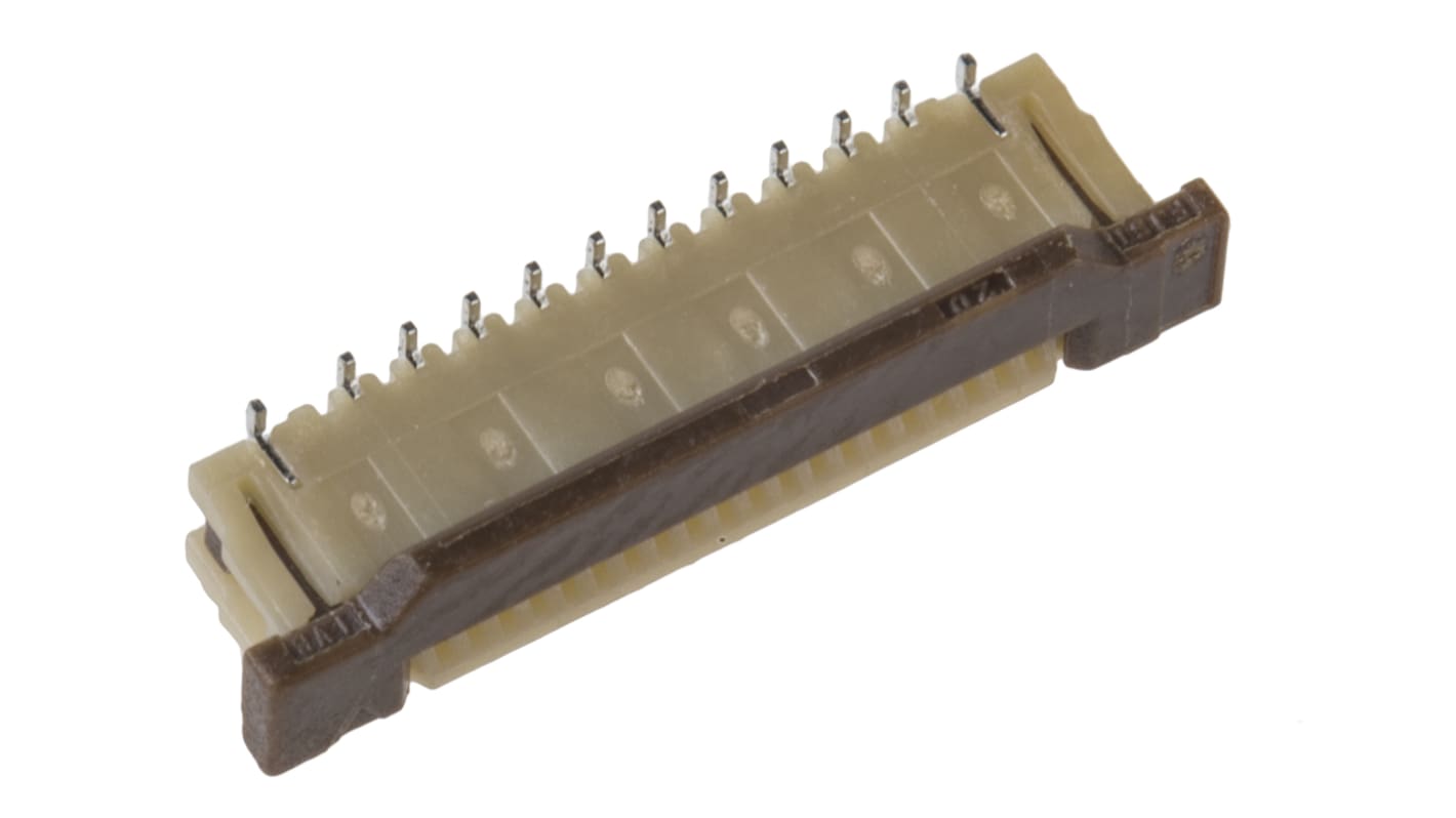 JST FPC连接器, 母座, 20p, 0.5mm间距, 单排, SMT安装, 直向, 500mA, 50 V 交流/直流, FLZ系列