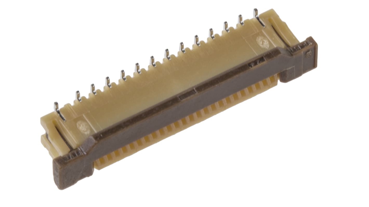 JST FPC连接器, 母座, 24p, 0.5mm间距, 单排, SMT安装, 直向, 500mA, 50 V 交流/直流, FLZ系列