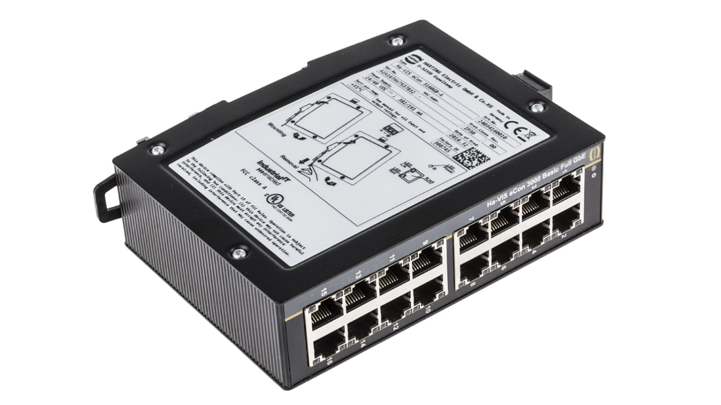 HARTING Ethernet-Switch 16-Port 38 x 107.5 x 142mm