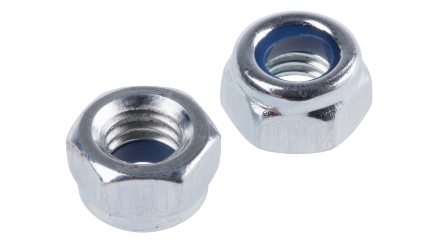 RS PRO, Bright Zinc Plated Steel Lock Nut, DIN 985, M5