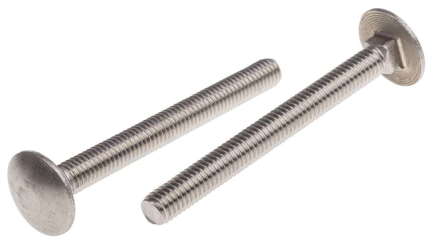 Plain Stainless Steel Coach Bolt, M6 x 60mm