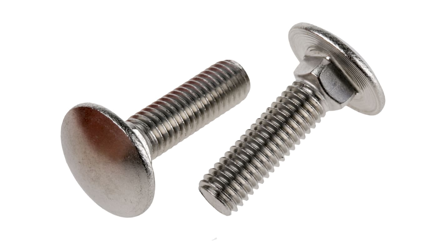 RS PRO Schlossschrauben Güte A2-70 Edelstahl Glatt M8 x 30mm