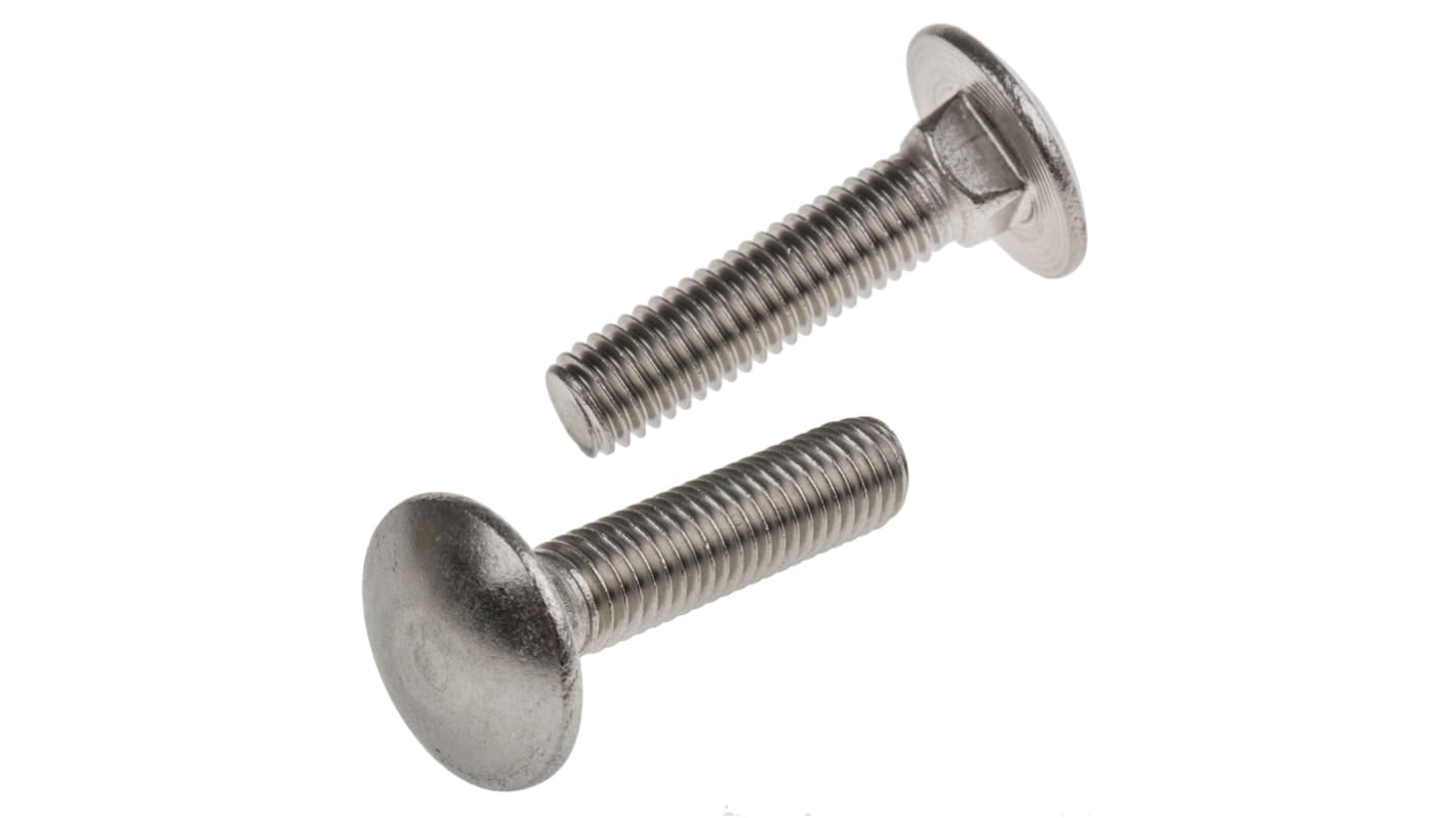 Plain Stainless Steel Coach Bolt, M8 x 35mm