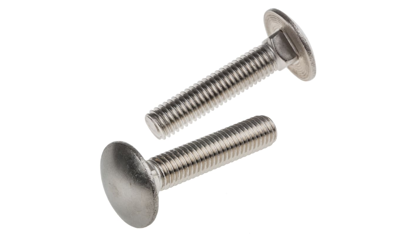 Plain Stainless Steel Coach Bolt, M8 x 40mm