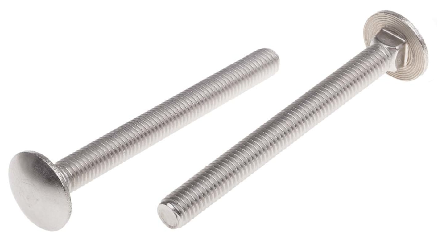 Plain Stainless Steel Coach Bolt, M8 x 80mm