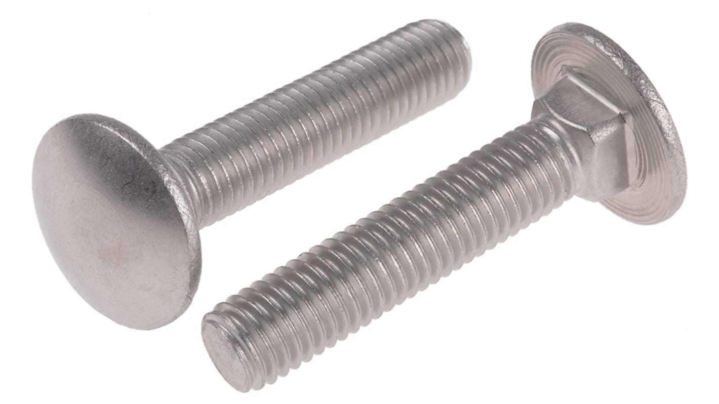 Plain Stainless Steel Coach Bolt, M10 x 50mm