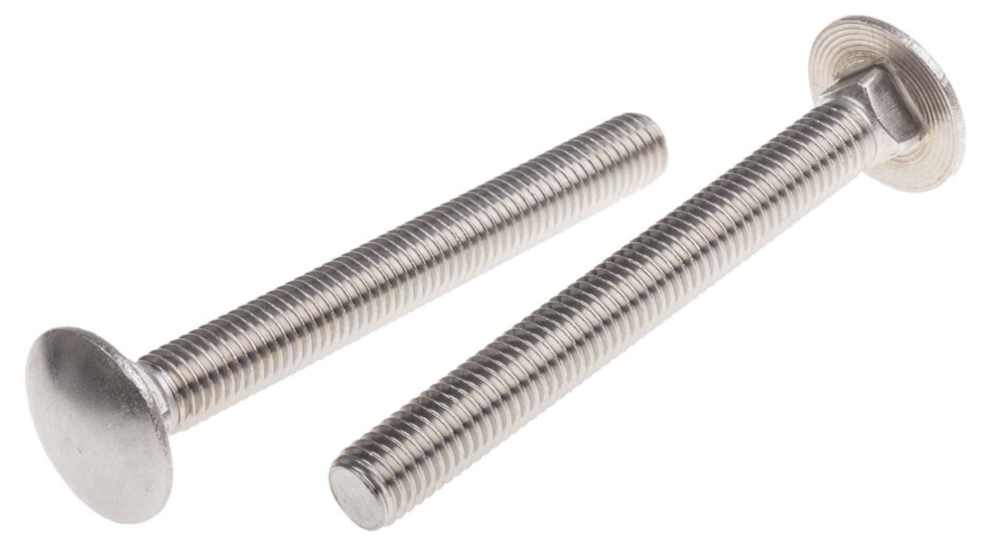 RS PRO Schlossschrauben Güte A2-70 Edelstahl Glatt M10 x 90mm