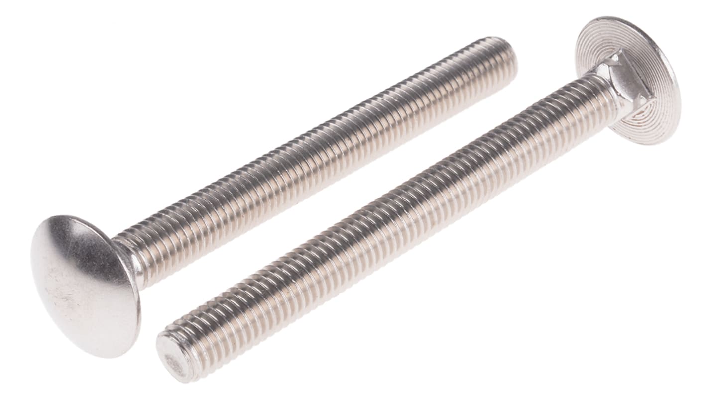 RS PRO Schlossschrauben Güte A2-70 Edelstahl Glatt M10 x 100mm