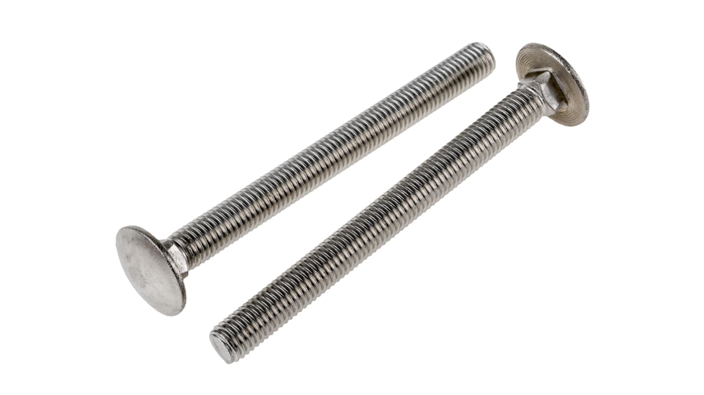 Plain Stainless Steel Coach Bolt, M10 x 110mm