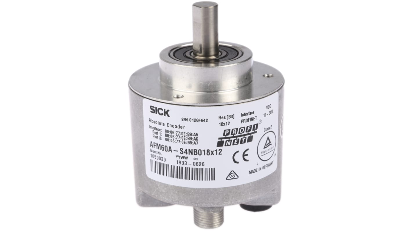 Sick AFM60 Absolutwertgeber Absolut 262144/U, 4096U/min, 10 → 30 V dc Vollwelle mit Ø 10mm Schaft