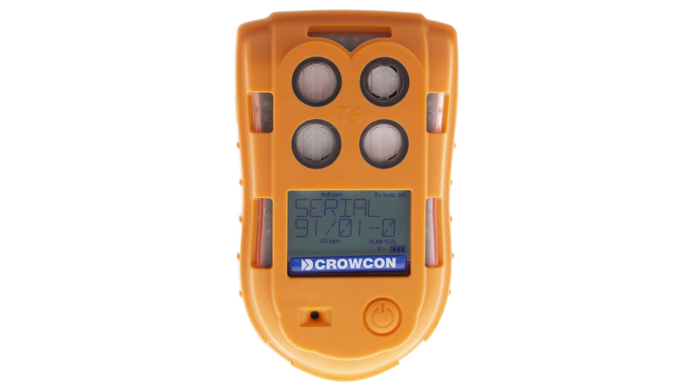 Crowcon T4-HOCL Handheld Gas Detector for Carbon Monoxide, Hydrogen Sulphide, Oxygen Detection, Audible Alarm, ATEX