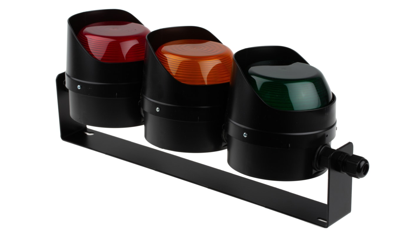 Moflash LED TL Series LED Beacon, 3 Lights, 8 → 20 V ac/dc, Wall Mount