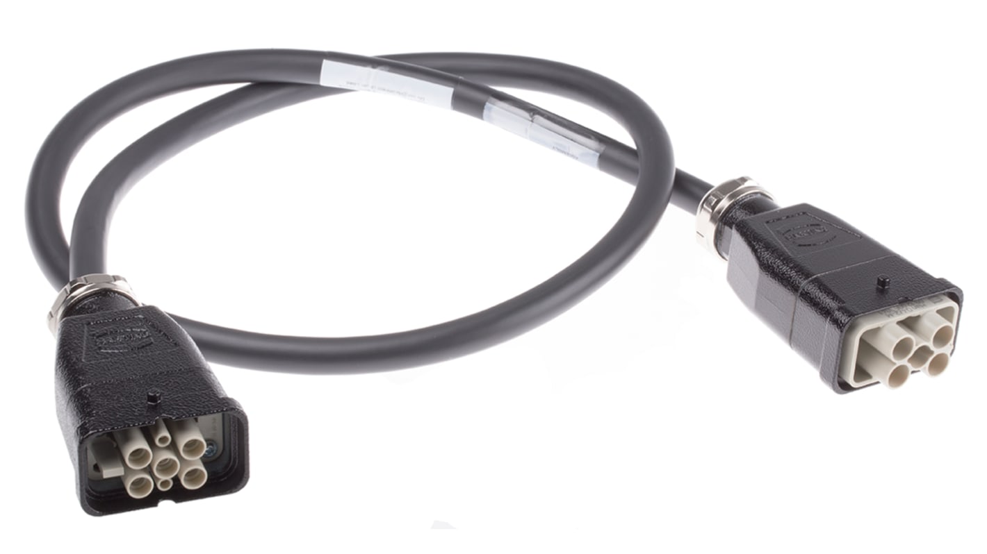 HARTING Cable Assembly, 4 Way, 14A, Female to Male, Han Q, 600 V