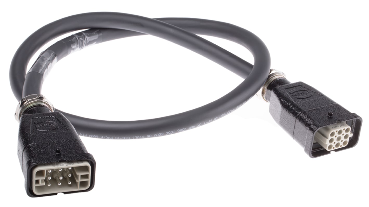 HARTING Cable Assembly, 8 Way, 12A, Female to Male, Han Q, 300 V, 600 V