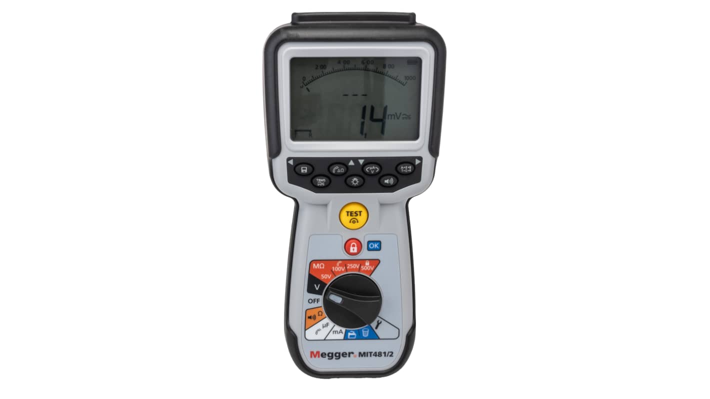 Megger MIT481 Insulation Tester, 50V Min, 500V Max, 200GΩ Max, CAT IV