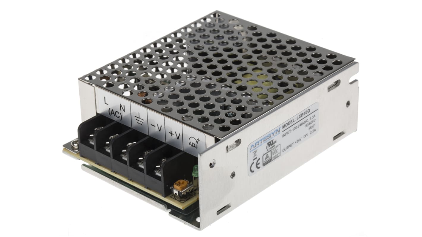 Artesyn Embedded Technologies Switching Power Supply, LCB50Q, 24V dc, 2.2A, 52.8W, 1 Output, 125 → 373 V dc, 88