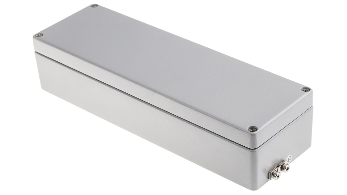 RS PRO Grey Aluminium Enclosure, IP65, IP66, IP67, IP68, Grey Lid, 57 x 250 x 80mm