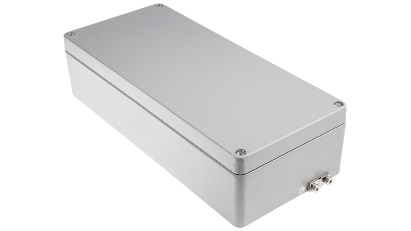 RS PRO Aluminium Enclosure, IP65, IP66, IP67, IP68, Grey Lid, 90 x 360 x 160mm